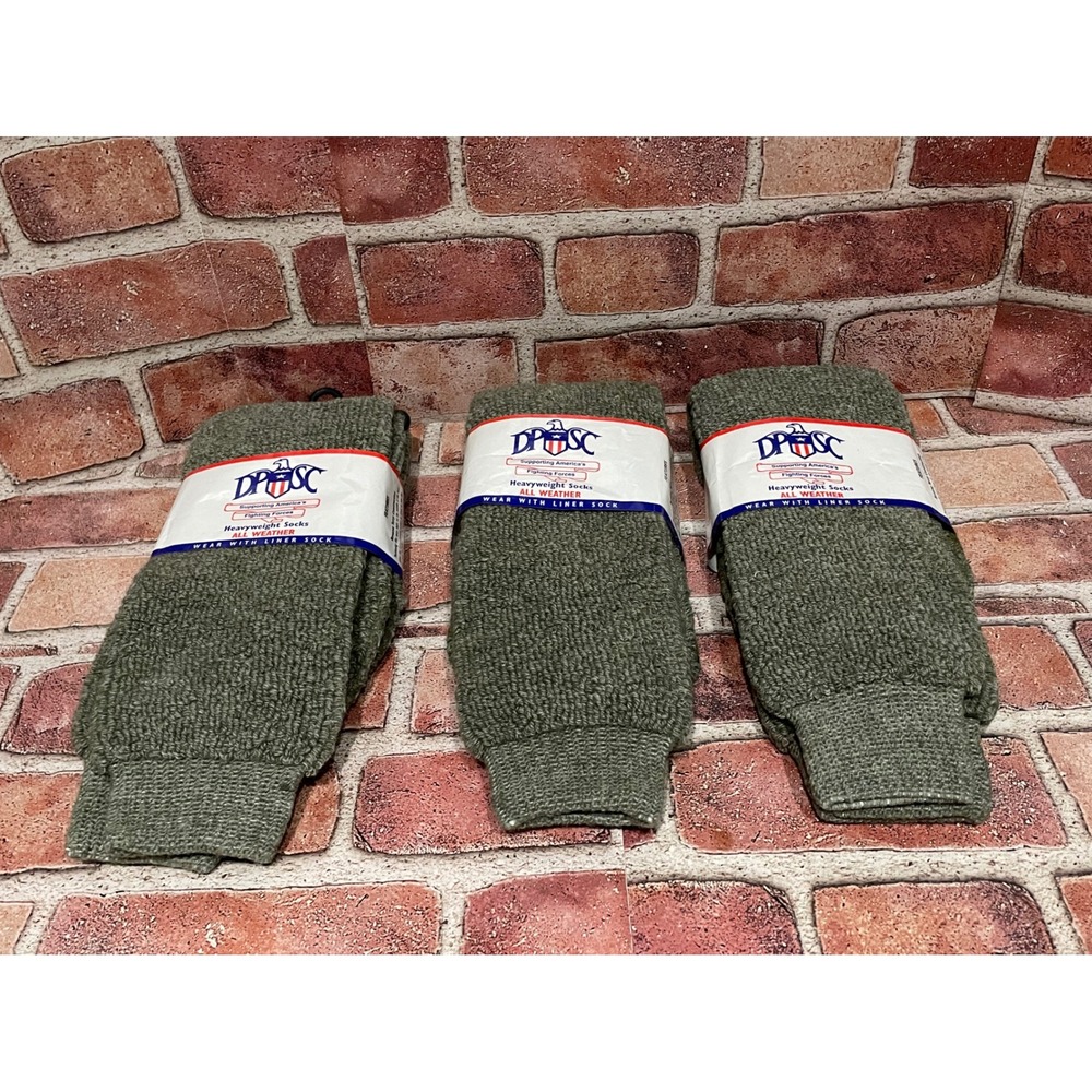 3 Pairs DPSC Heavyweight All Weather Wool Blend Socks Size 13 Green USA Made